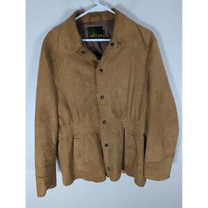 Vintage Silton California Men's Size 42 Tan Suede Leather Jacket Western 70s C